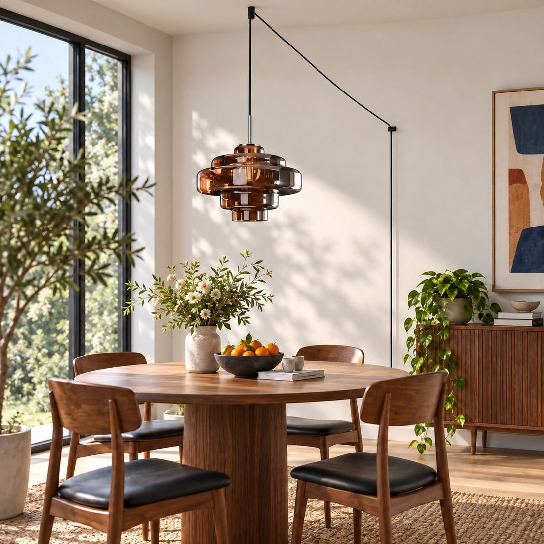 Koloro Millie Glas-Pendelleuchte mit Stecker - Retro-Pendelleuchte in bunten Farben für moderne Innenräume
