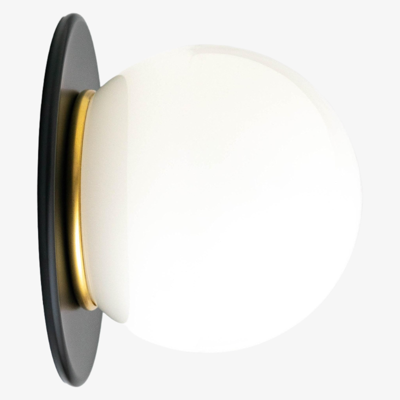 Glorica Glass Solid Brass Vanity Sconce - Compact Flush Mount Globe Light