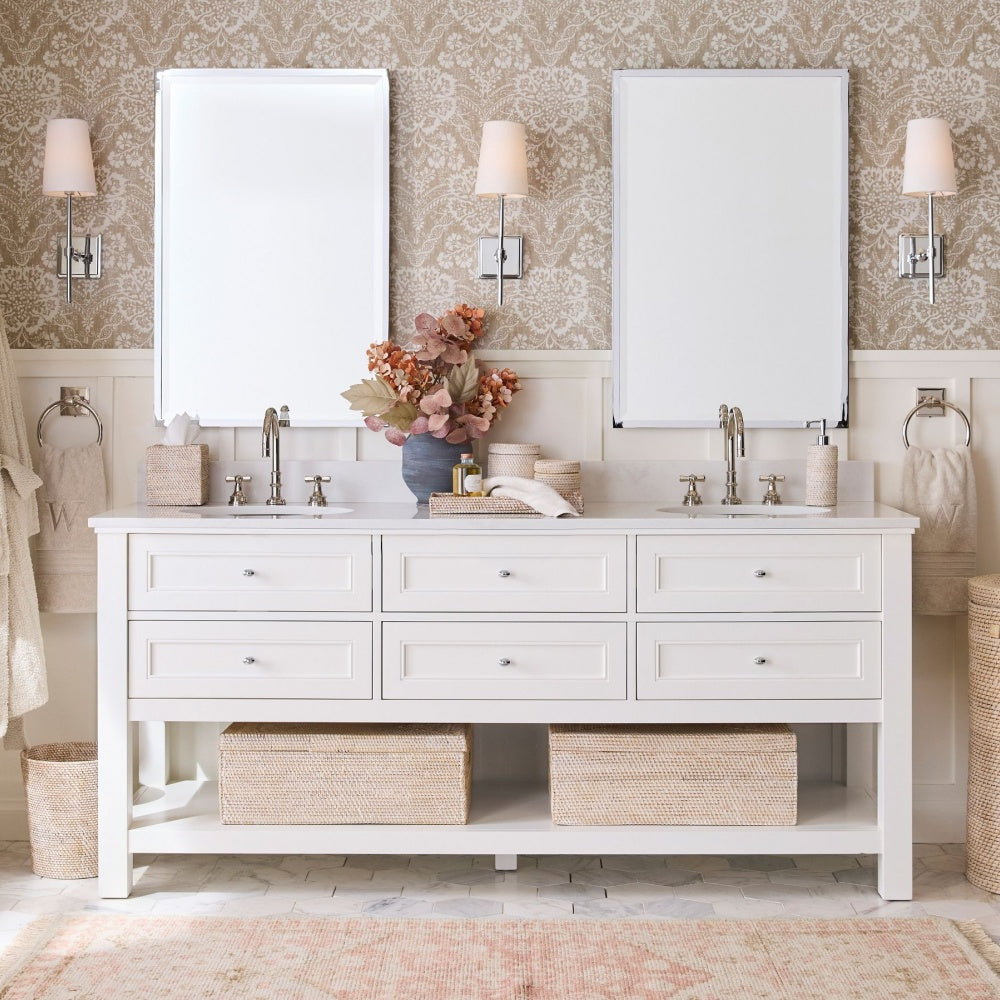 Derlina Wandleuchte mit weißen Leinenschirmen – Retro-Metall-Mehrkopfleuchte