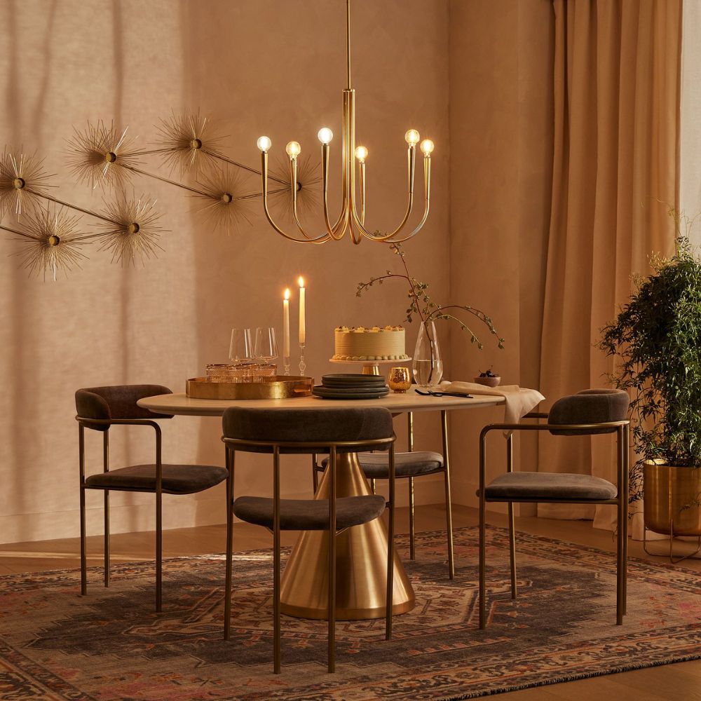 Borvia Metal Swoop Arm Chandelier - Modern Arc Lamp for Living Room