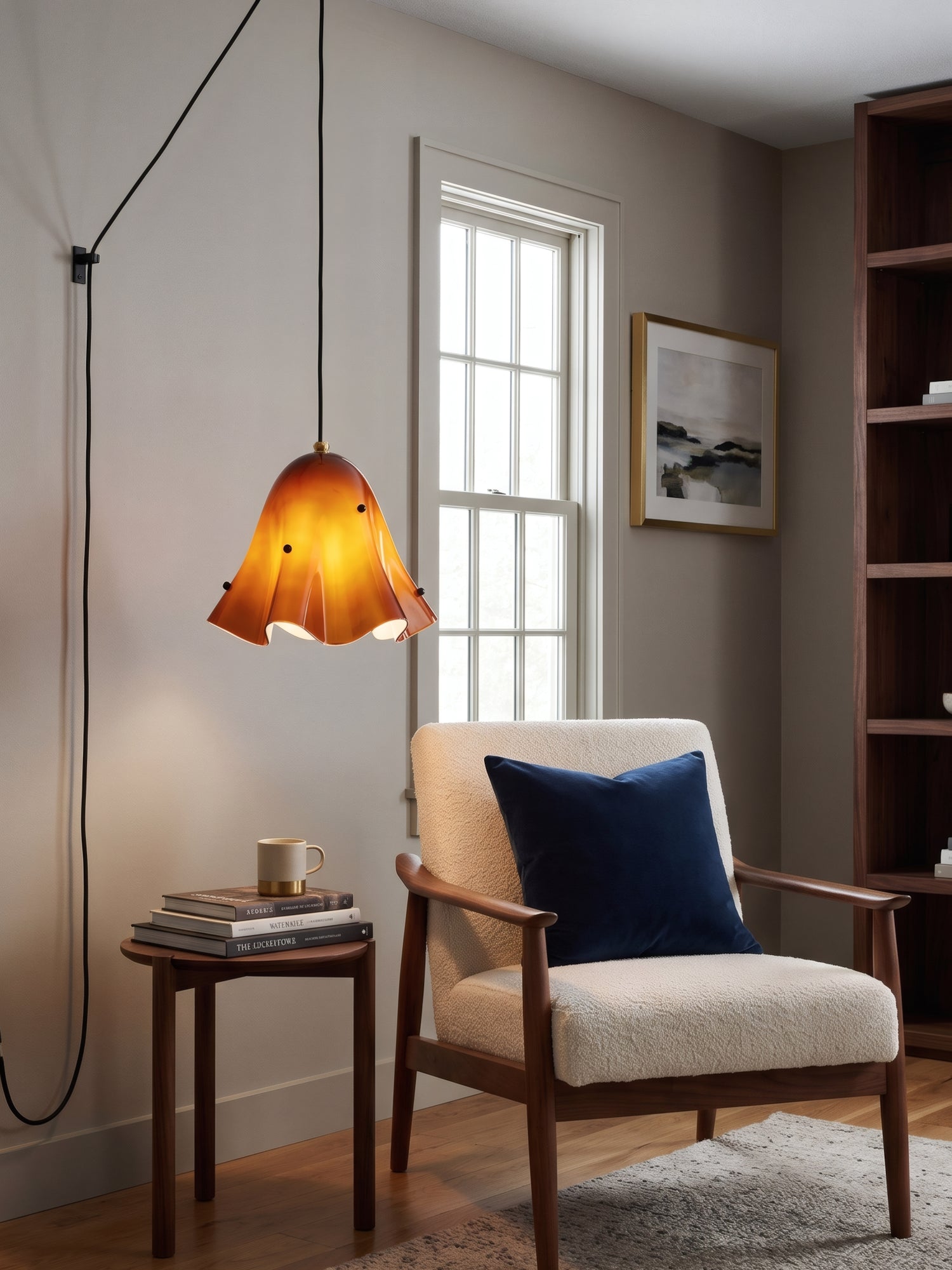 Undulating Glass Flower Plug-In Swag Pendant
