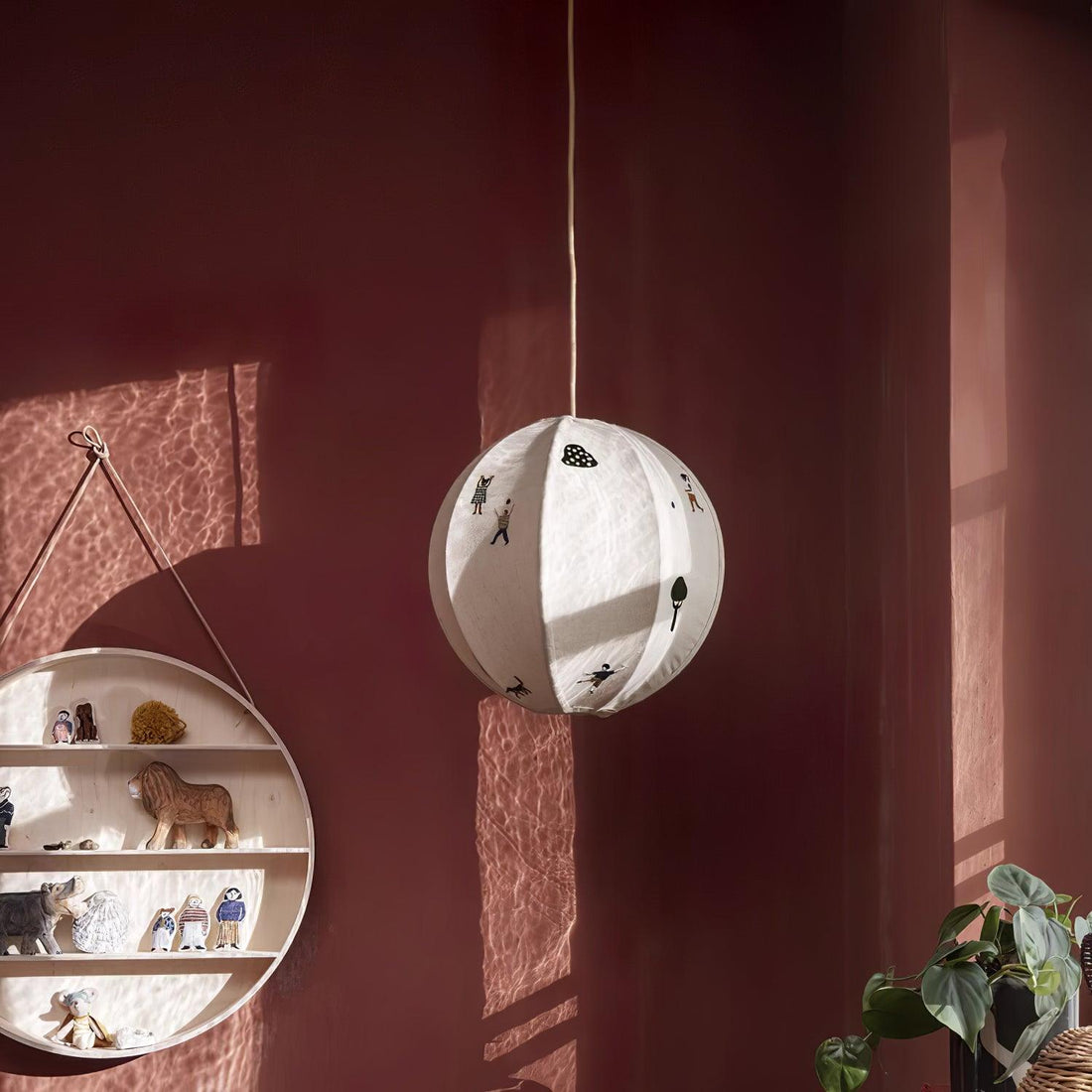 Bunte Baumwoll-Szenenpendelleuchte mit Stecker
