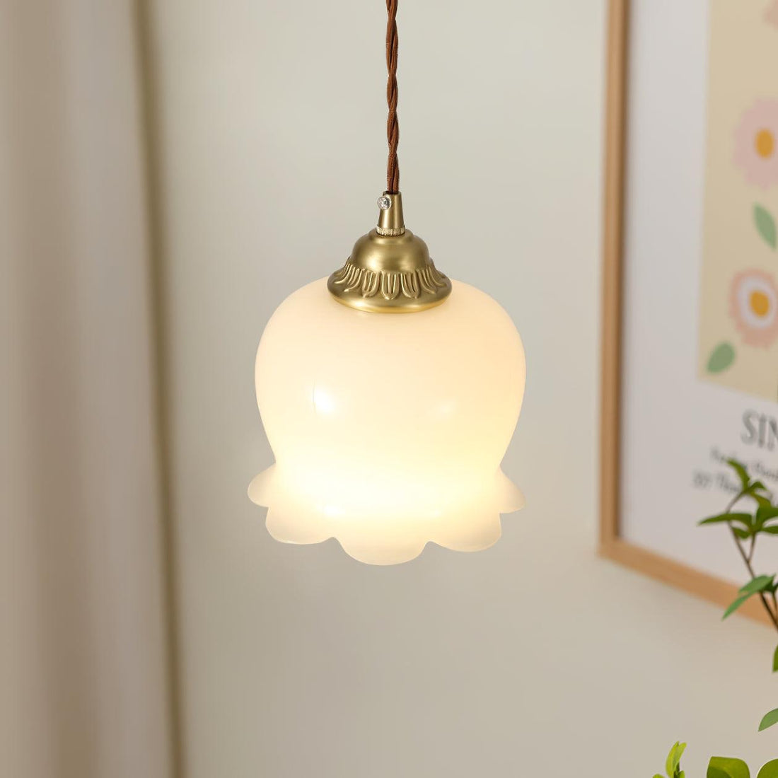 Brass Resin Petal Plug-In Pendant