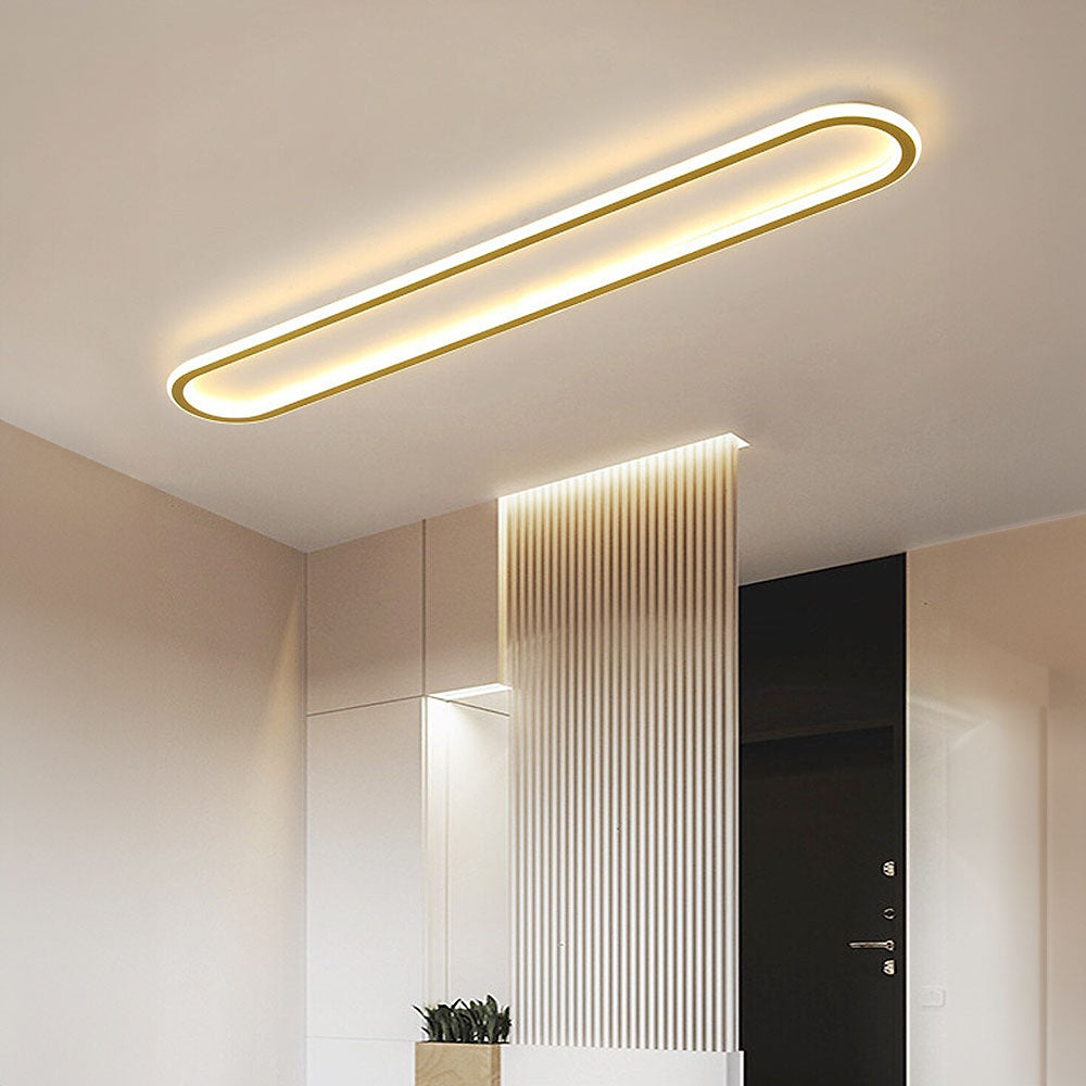 Oval LED Ceiling Light - Gold Art Deco Design Lamp for Modern Homes