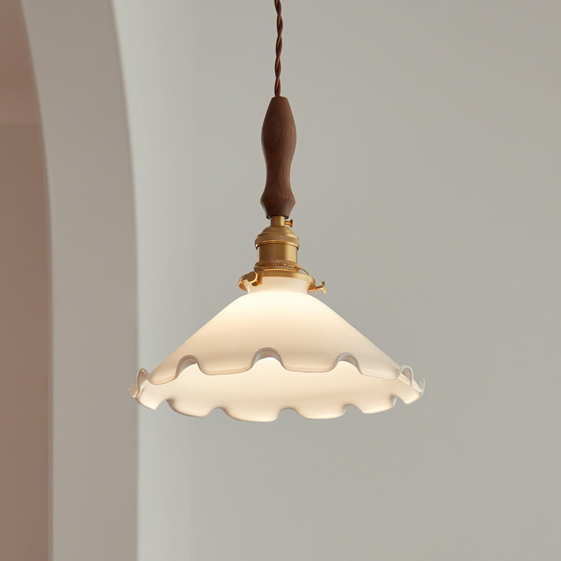 White Sculptural Glass Plug-In Pendant
