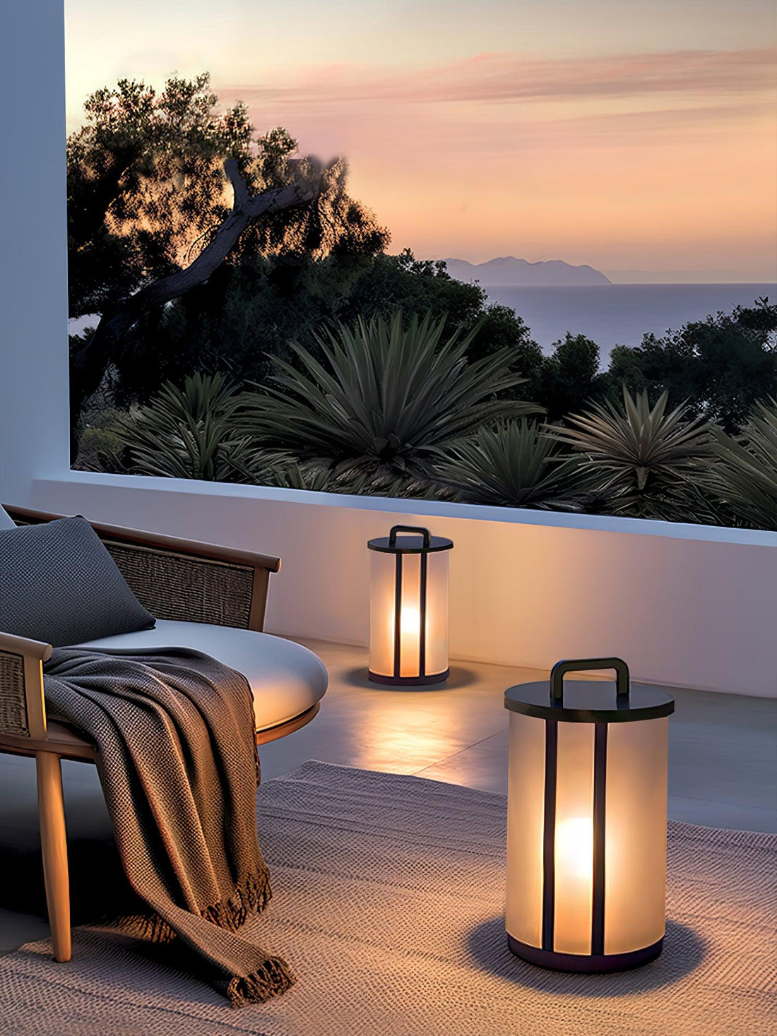 Runde Laterne Außenlampe - Acrylsäule Warmes Licht für den Gang