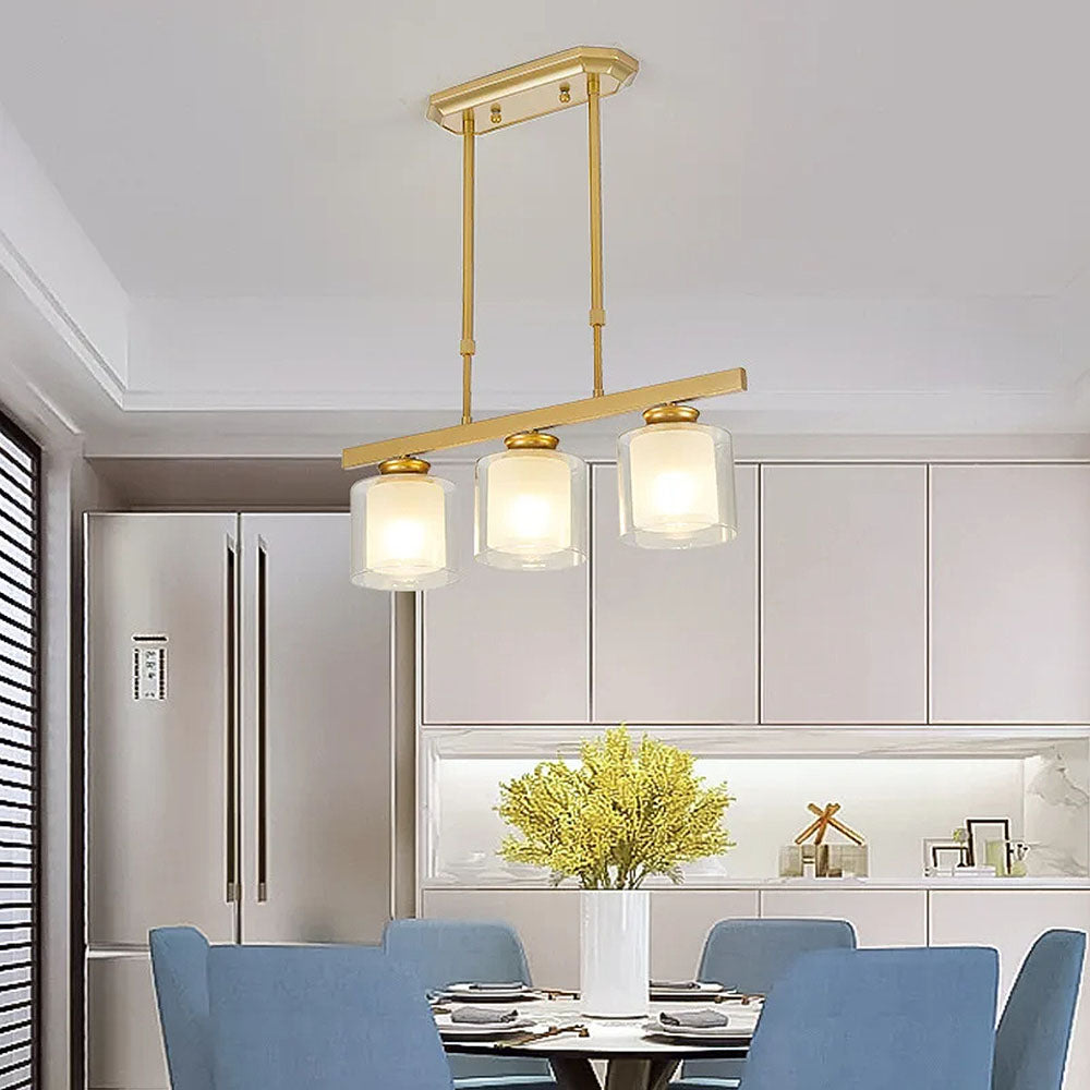 Kitchen Island Pendant Light - Modern Adjustable Height Glass Lighting