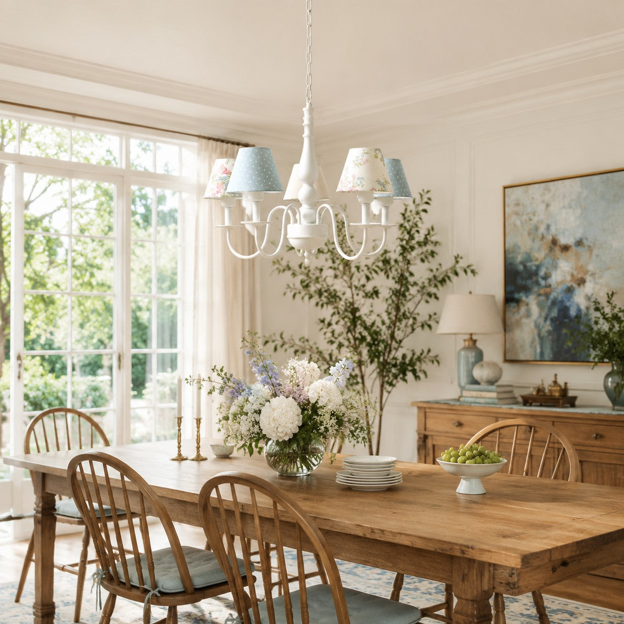 Colorful Fabric Shade 5-Light Chandelier