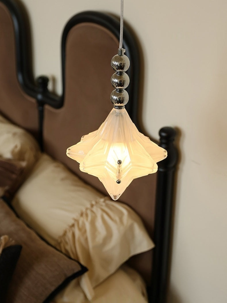 Art Deco Astris Elara Star Pendant Light - Frosted Glass Pendant with Geometric Style