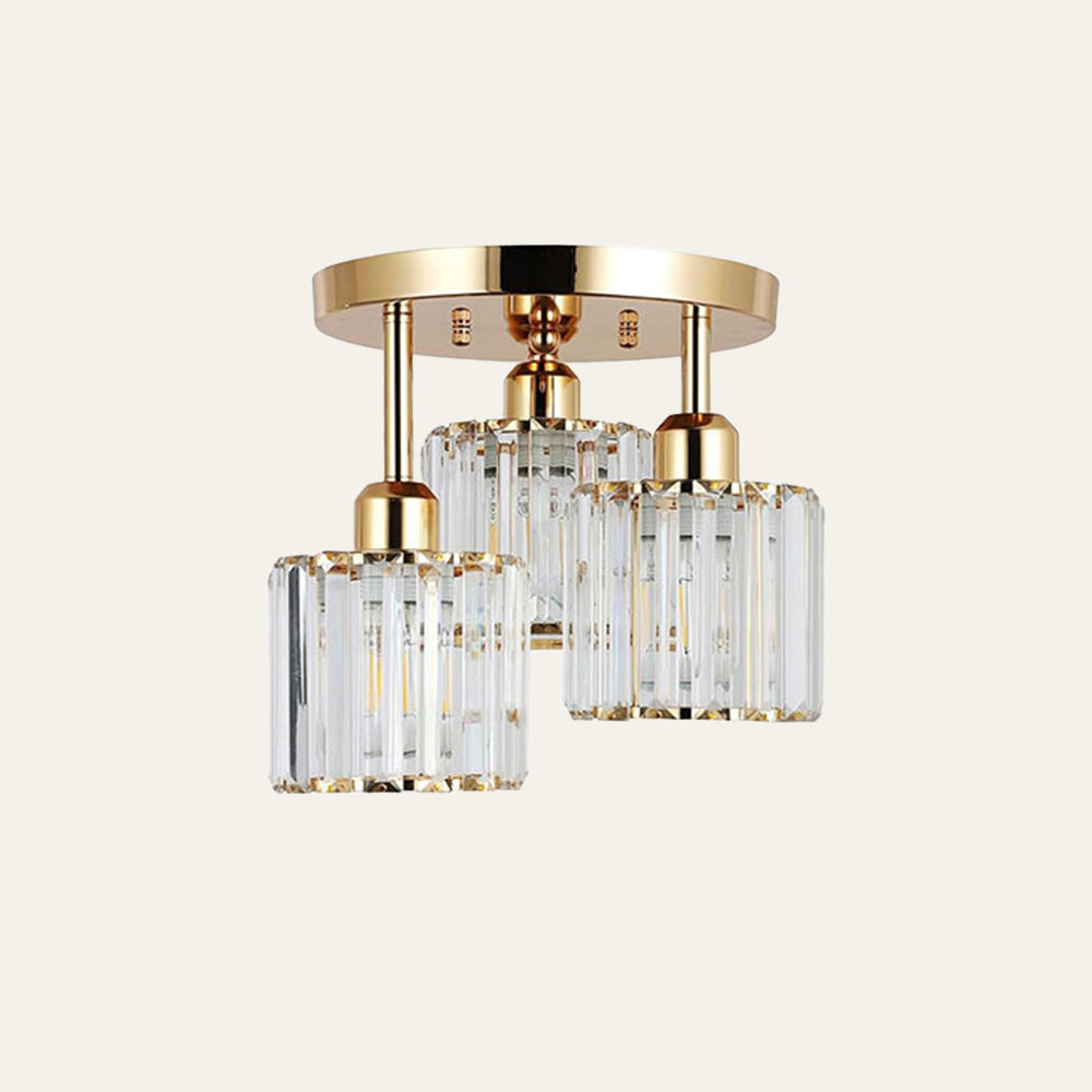 Modern Crystal Ceiling Light - Multi-head Semi Flush Mount for Bedroom
