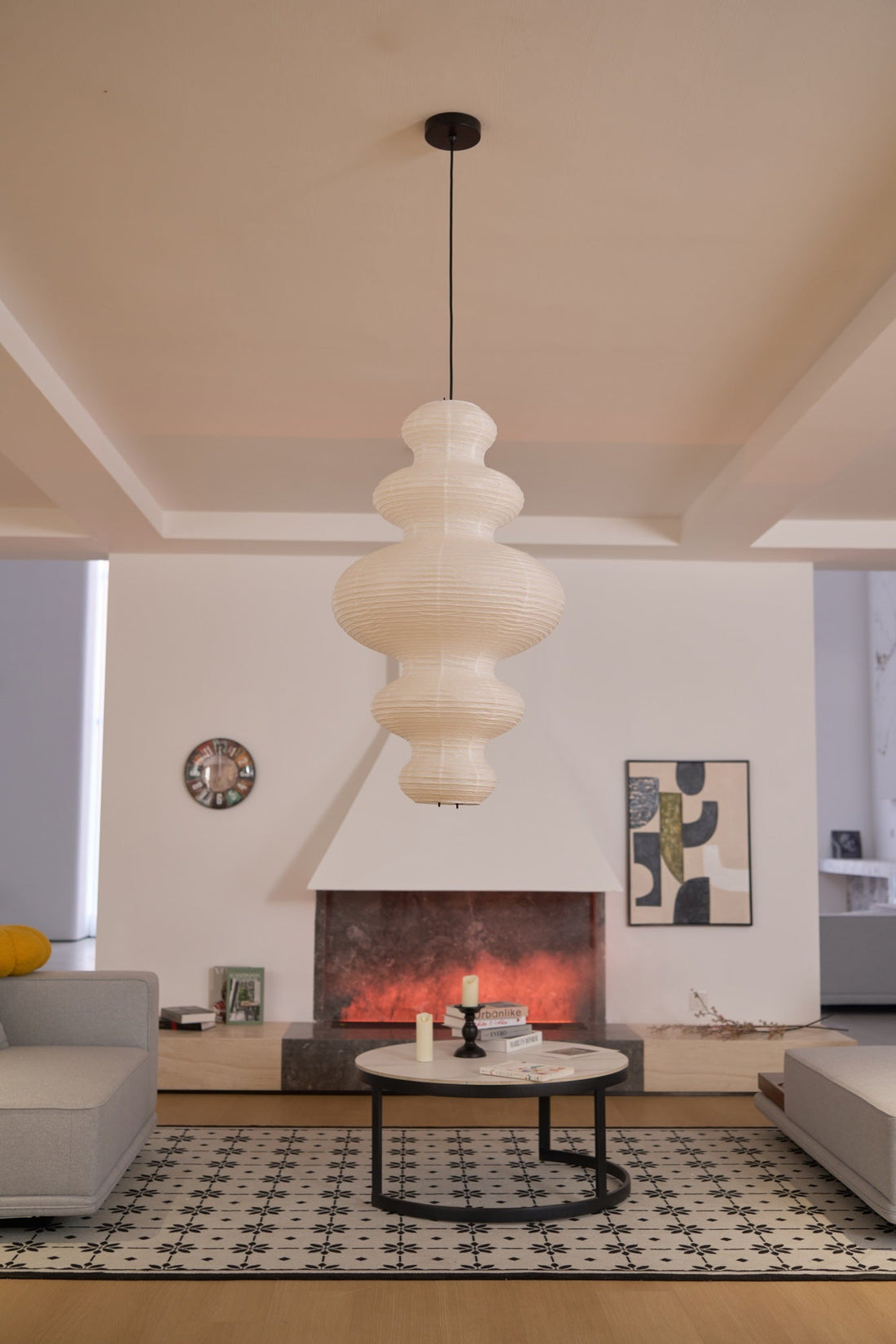 Sculptural Rice Paper Pendant Lamp - Luxurious Lamp for Bedroom