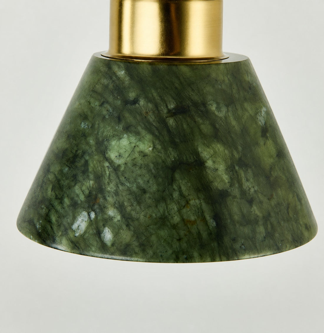 Green Jade and Brushed Brass Flush Mount Ceiling Light