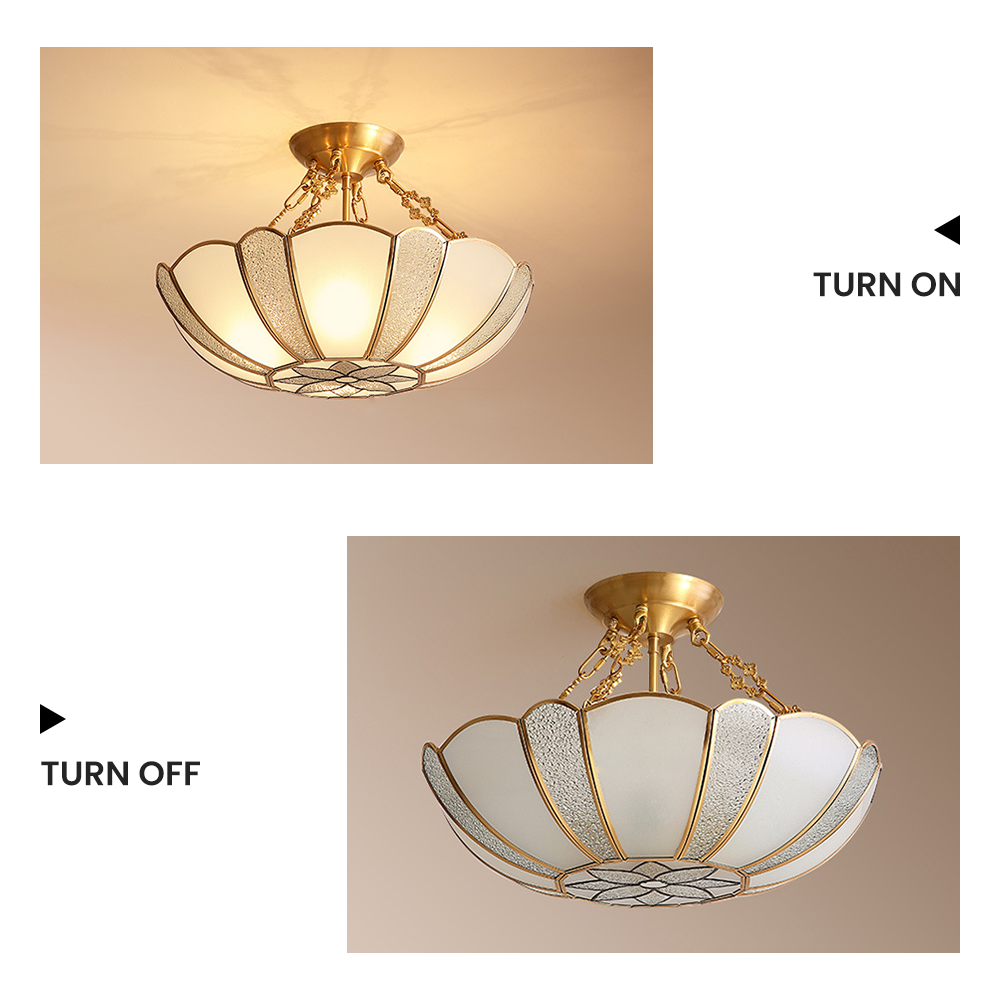 Halbbündige Deckenlampe – Traditionelle Glas-Mehrflammenleuchte