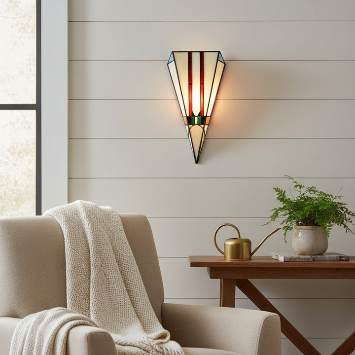 TF Sorenia Art Deco Stained-Glass Wall Light – Hand-Cut Glass Sconce for Living Room