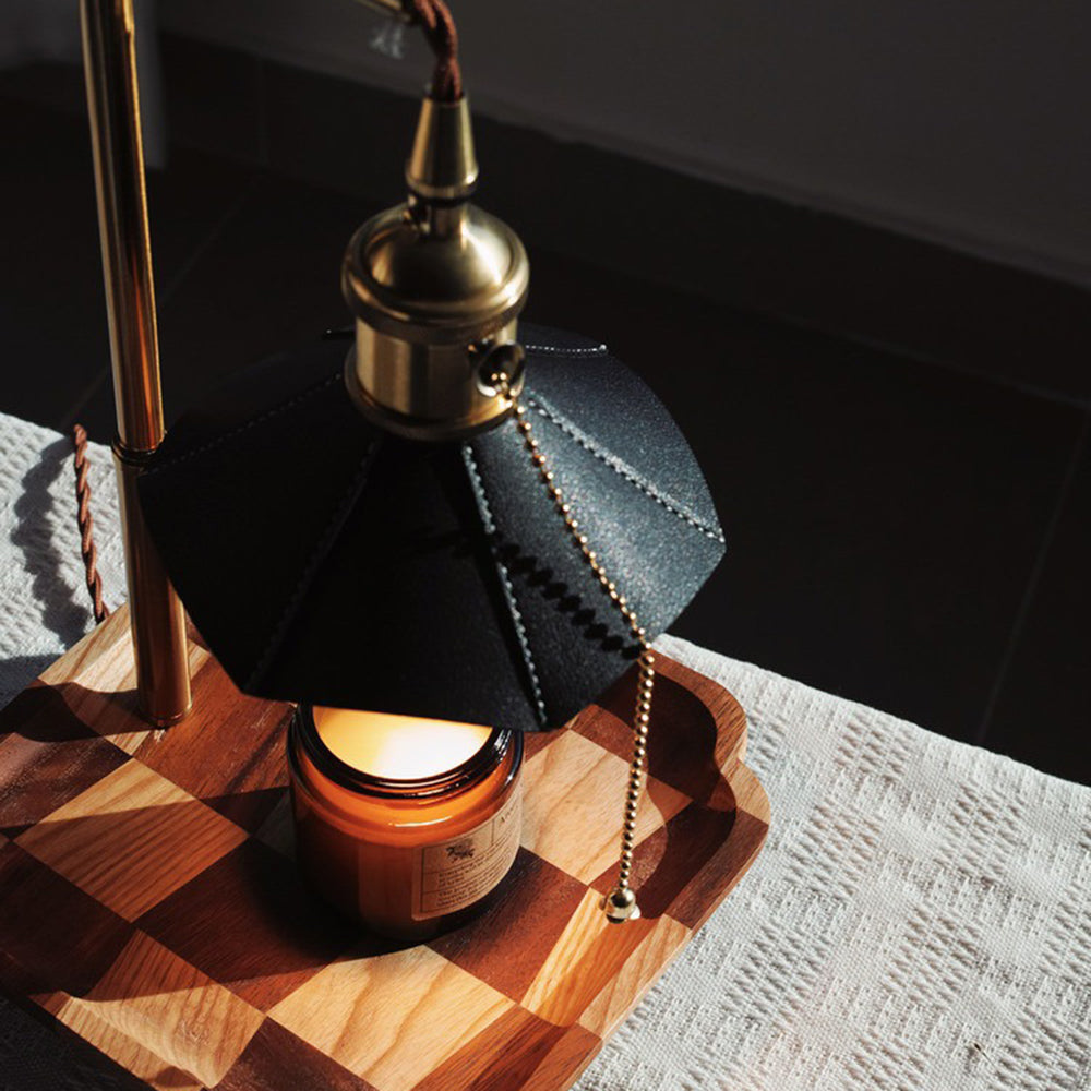 Retro Wood Table Lamp - Aromatherapy Candle Holder with Vintage Charm