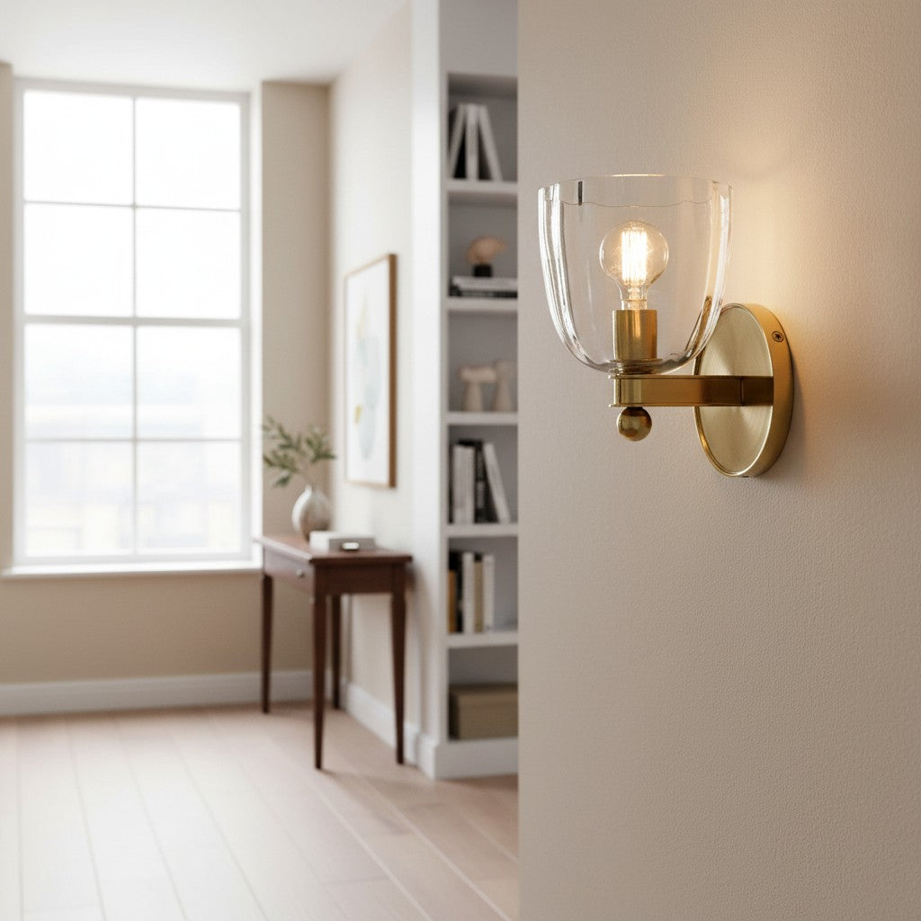 Vega Glass Minimalist Globe Wall Sconce Soft Diffused Glow Available in One or Two Lights