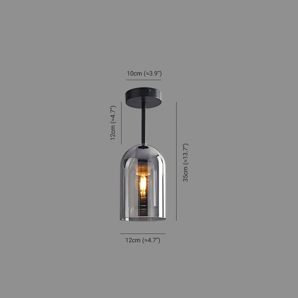 Clear Glass Pendant Light - Modern Cylindrical Lamp For Hallway