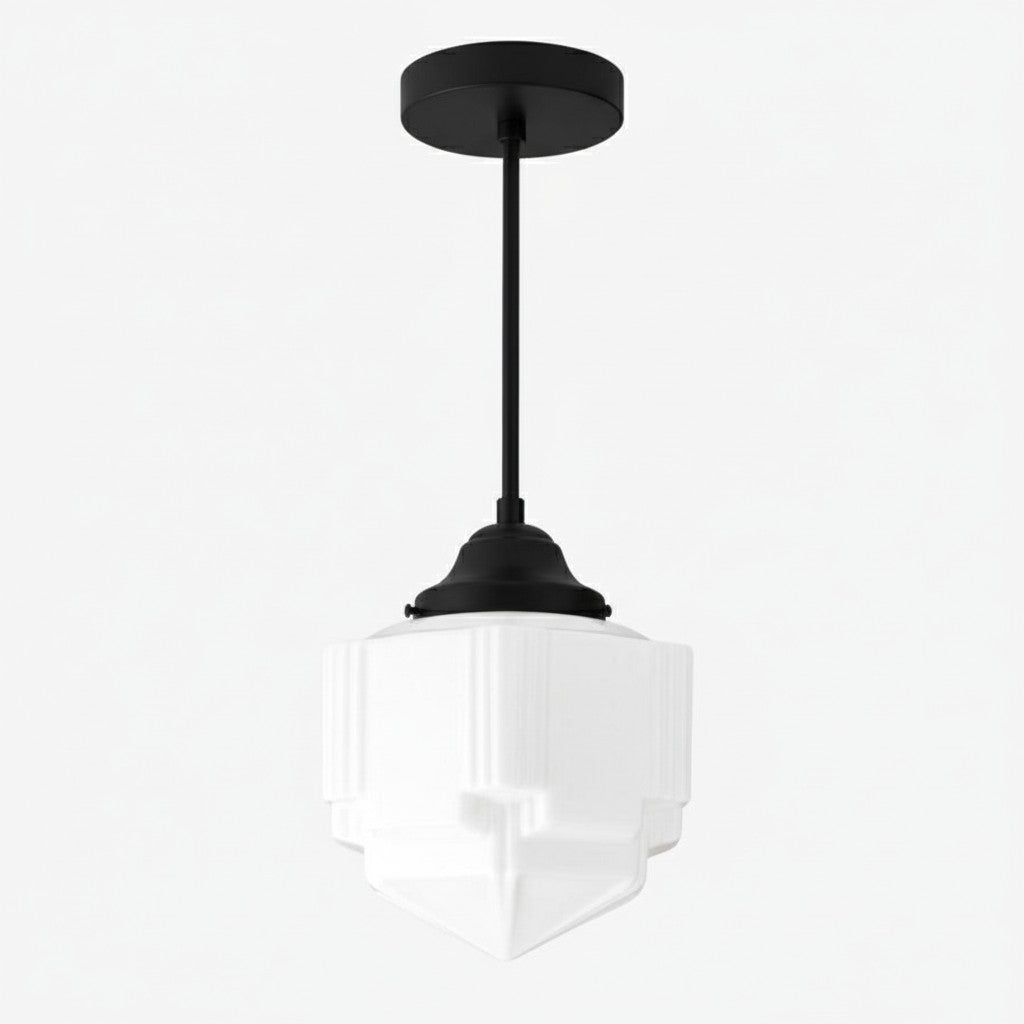 Geotower Glass Modern Pendant Light - Skyscraper Design - Brass or Black or Nickel Finish
