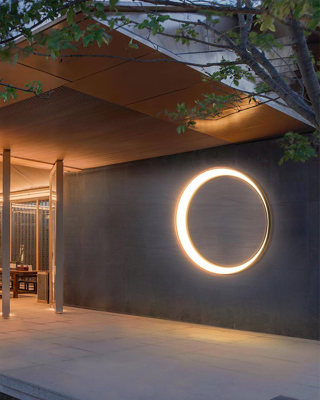 Moon Stainless Steel Wall Lamp - Black Celestial Fixture for Outdoor
