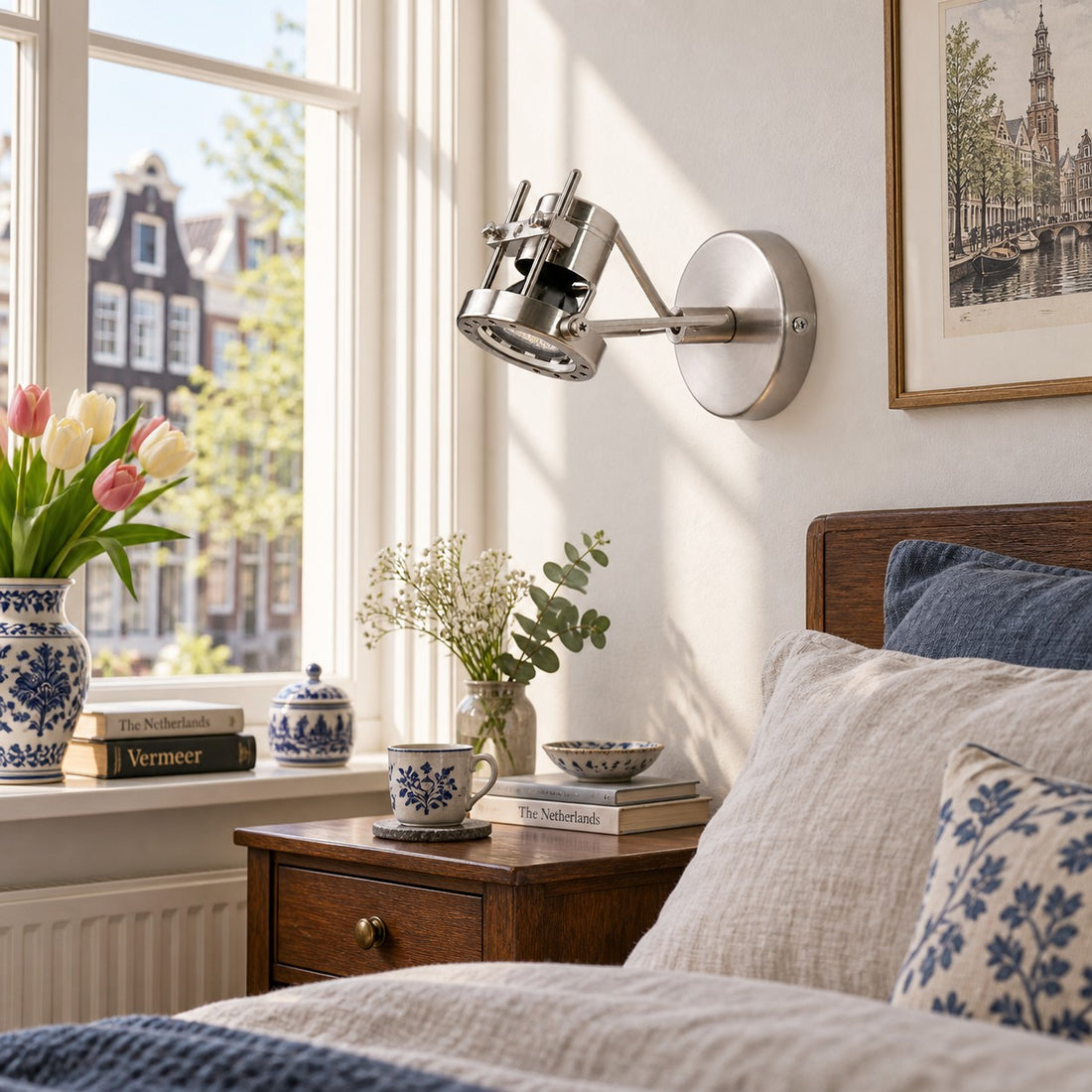 Bauhaus Brushed Nickel Adjustable Wall Spotlight