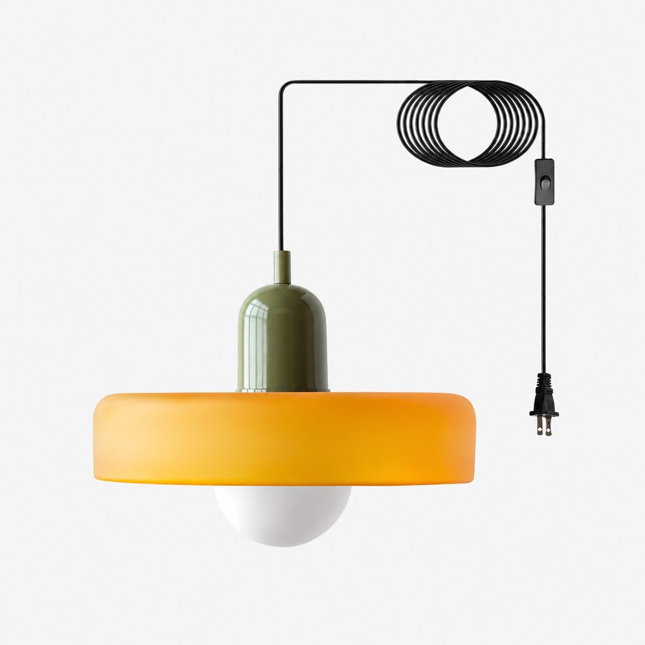 Bunte Bauhaus-Glaspendelleuchte mit Stecker