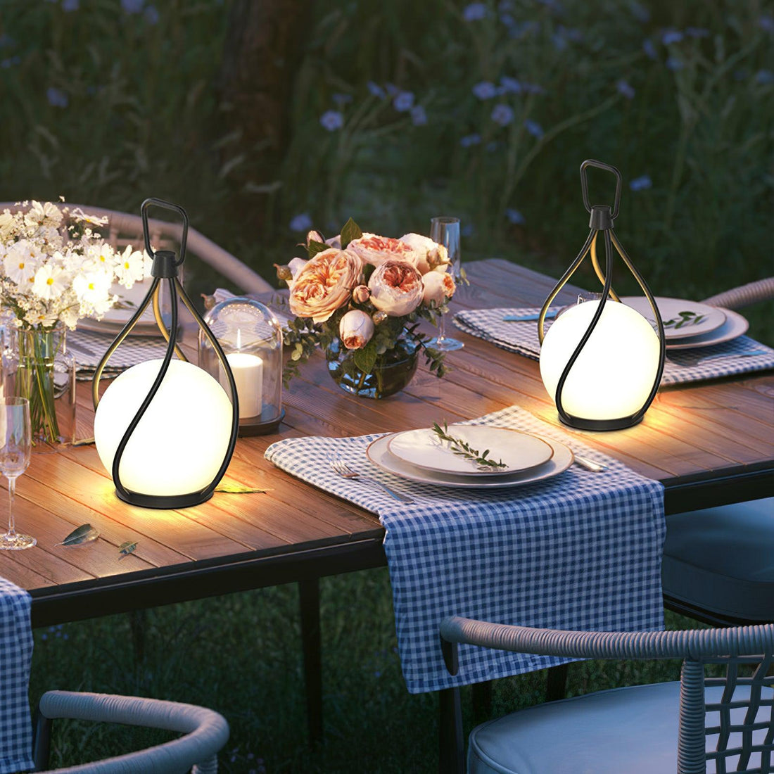 Orb Lantern Table Lamp - Rechargeable LED Light for Indoor & Patio
