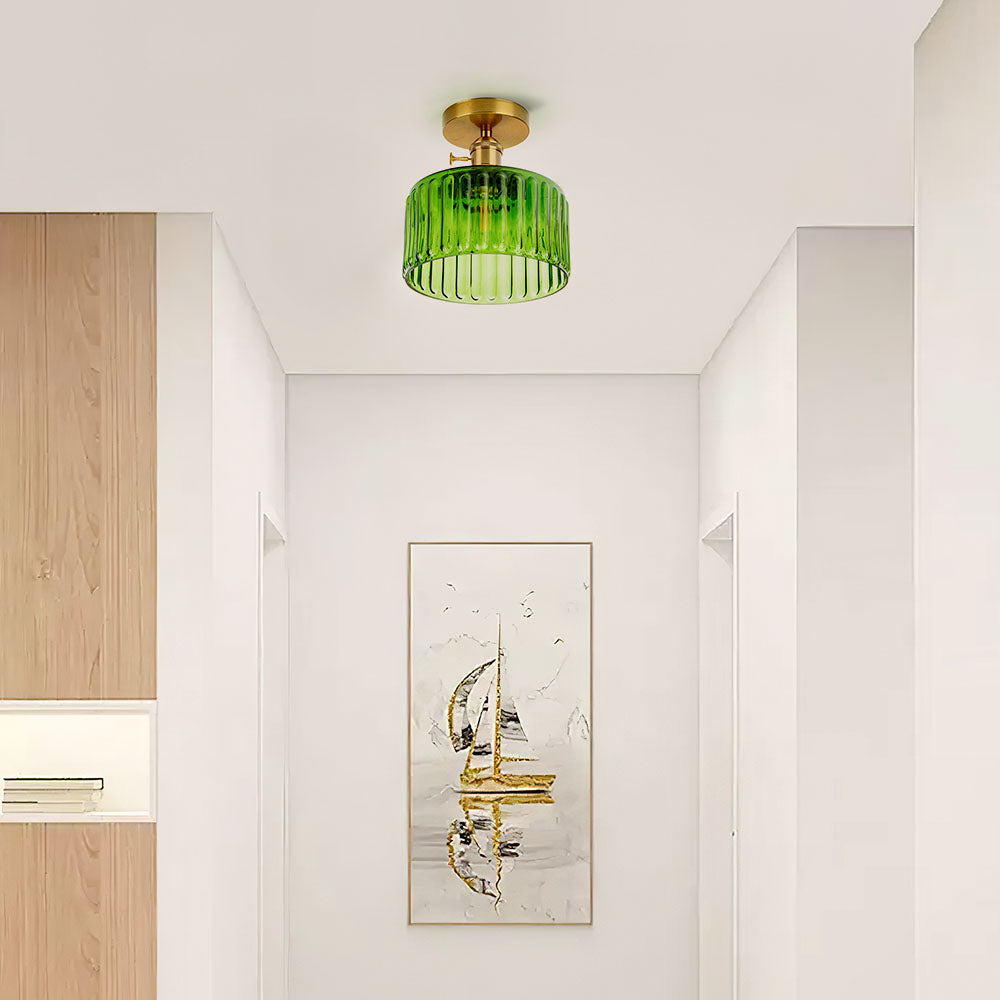 Green Glass Ceiling Light – Vintage Fixture for Stylish Home Interiors
