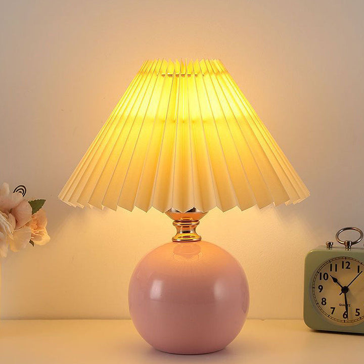 Modern Ceramic Table Light - Mini Fabric Pleated Lamp for Bedroom