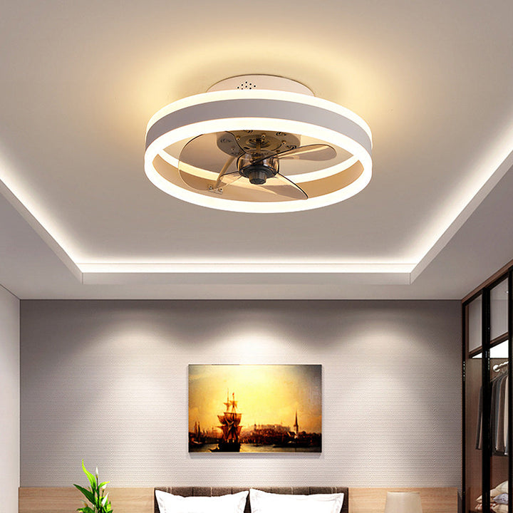 Ceiling Fan with Light – Round LED Modern Style for Bedroom Comfort