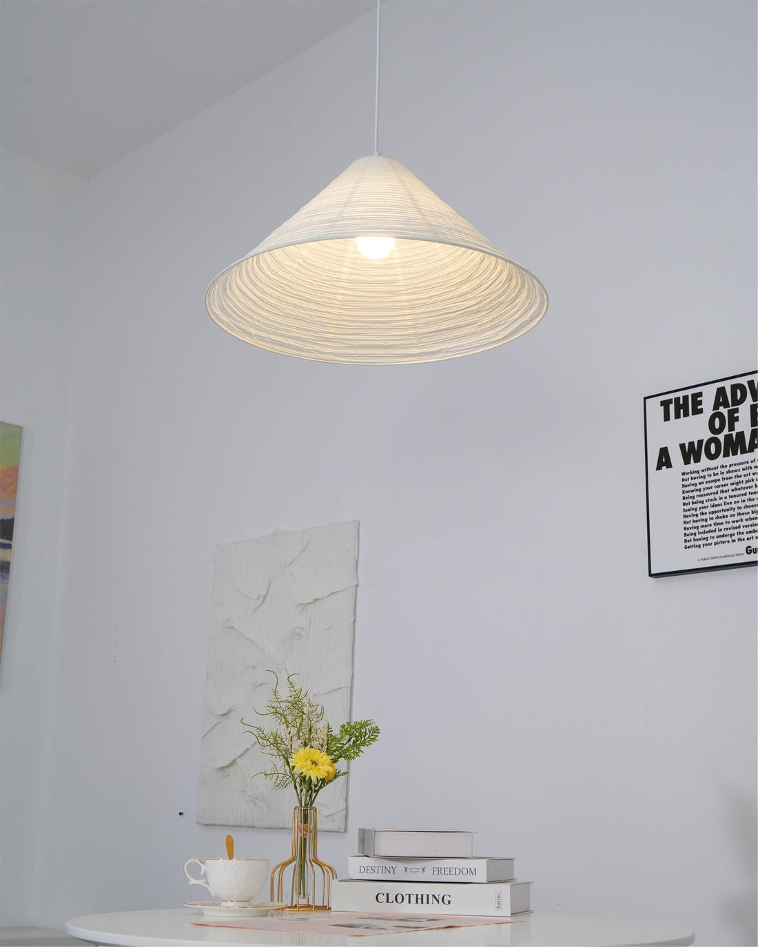 Washi-Papier-Pyramiden-Pendelleuchte – handgefertigte Leuchte für das Wohnzimmer