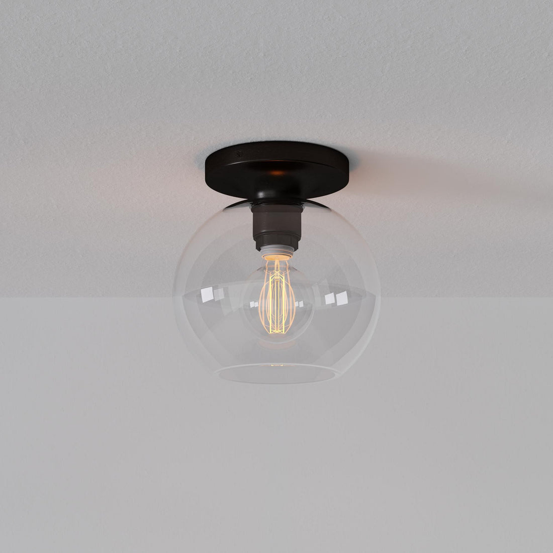 Selvion Modern Globe Ceiling Lamp - Damp-Rated Bathroom Lighting - Luxe Glass Shade