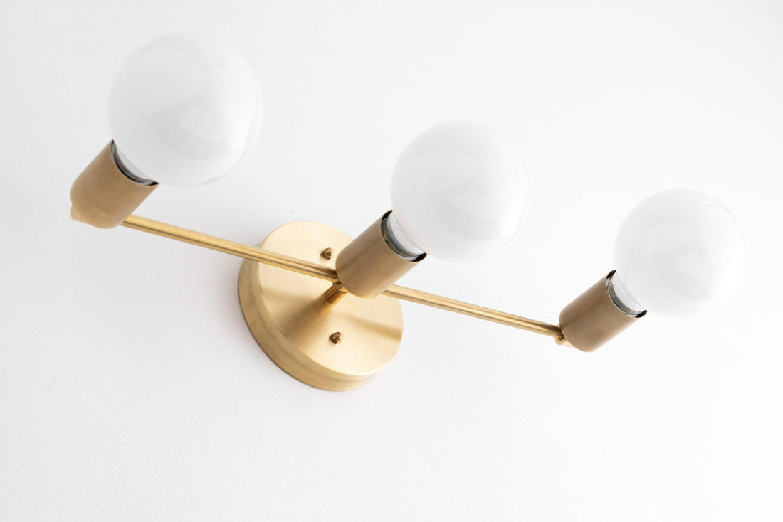 Glorica Glass Mid Century Modern Vanity Light - 3 Light Wall Fixture
