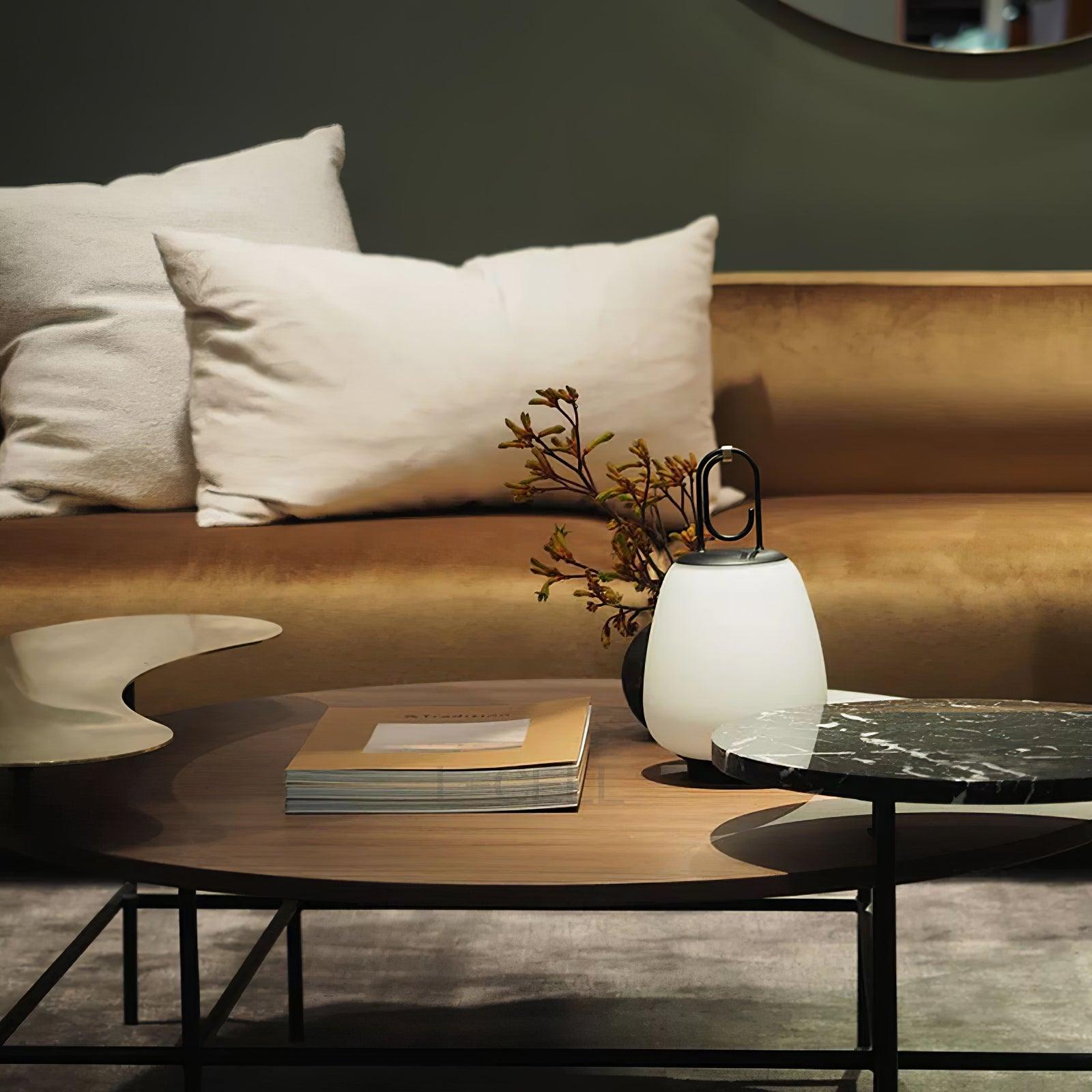 Lantern Table Lamp - USB Rechargeable Nordic Light for Indoor & Patio