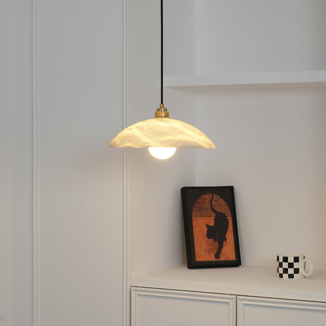 Plug-in-Hängeleuchte mit Naturstein