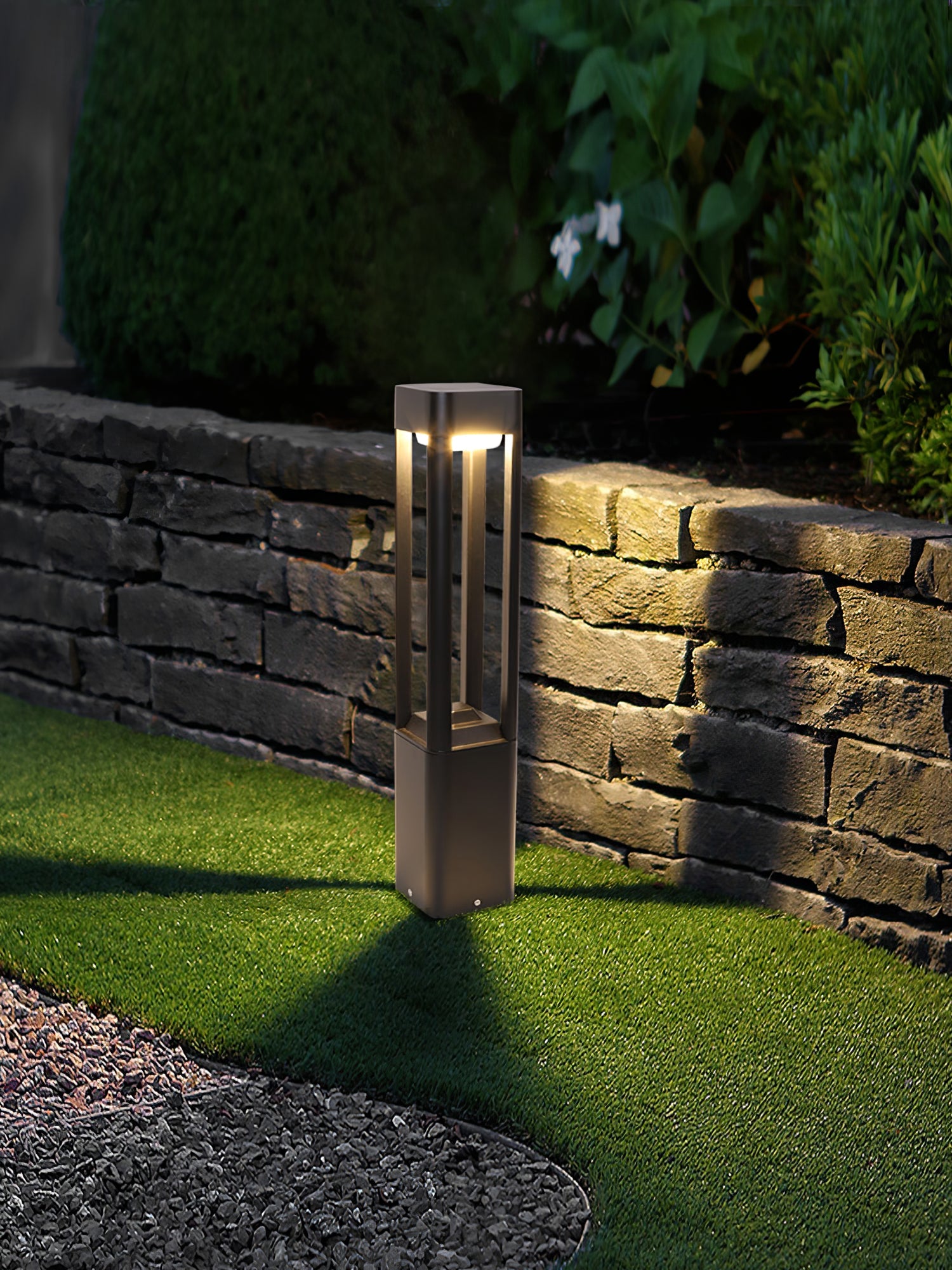 Rectangular Garden Bollard Light - Modern LED Lamp for Pathway