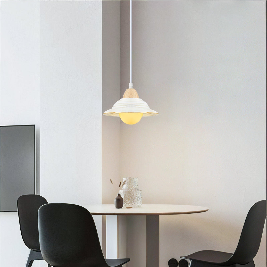 White Ceramic Pendant Light - Creative Milky Hat Design for Interiors