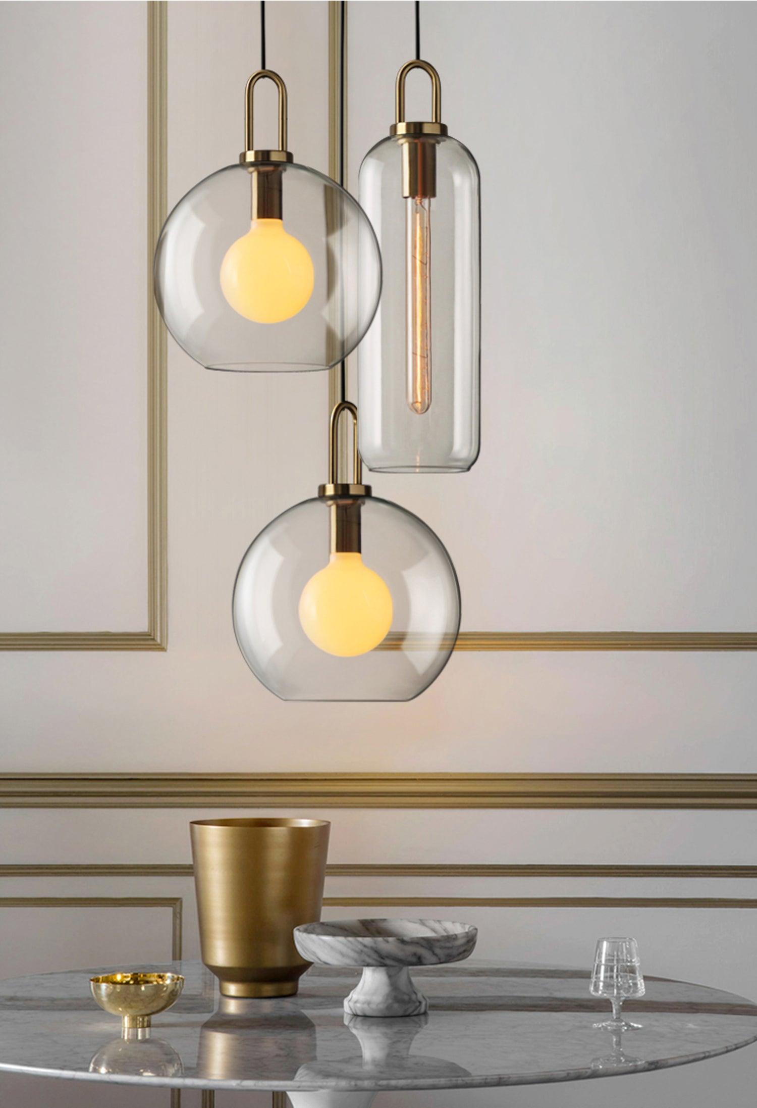 Kupferbeschichtete Glas-Plug-in-Hängeleuchte mit Kabel