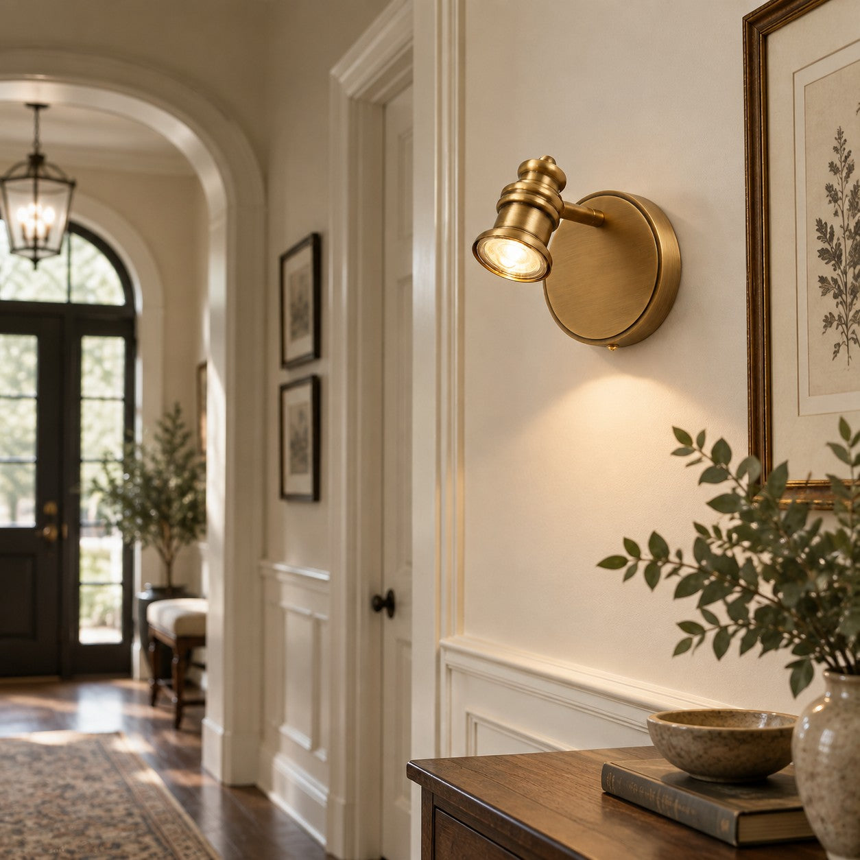 Aurelia Brushed Brass Adjustable Vanity Wall Light