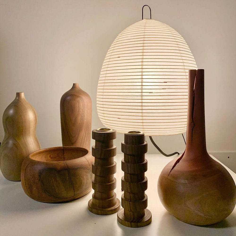 Japanisch inspirierte Papiertischlampe – Maulbeerpapierlampe fürs Schlafzimmer