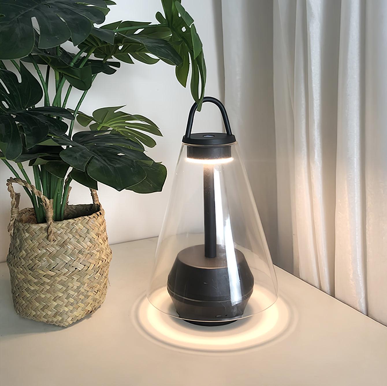 Table Lamp - Rechargeable Glass LED Light for Indoor Use