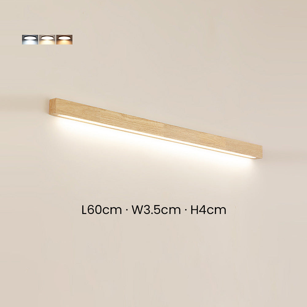Modern Wood Mirror Wall Lighting - Rectangle Fixture for Bathroom