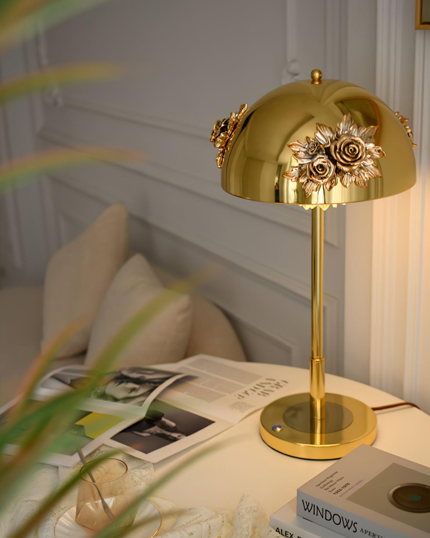 Table Lamp with Built-in Battery - Artistic Floral Light for Room
