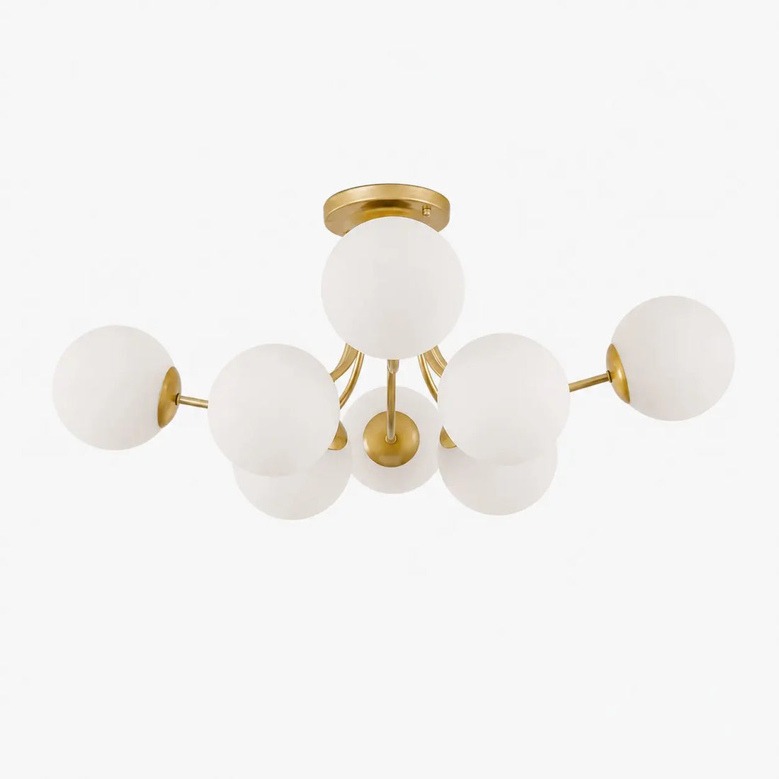 8-head gold ceiling light with glass globes