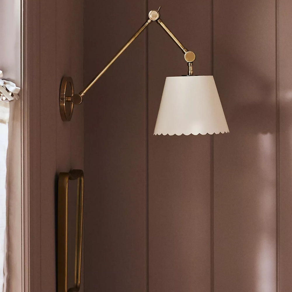 Foldray Scalloped Task Sconce - Leather Wall Light for Home