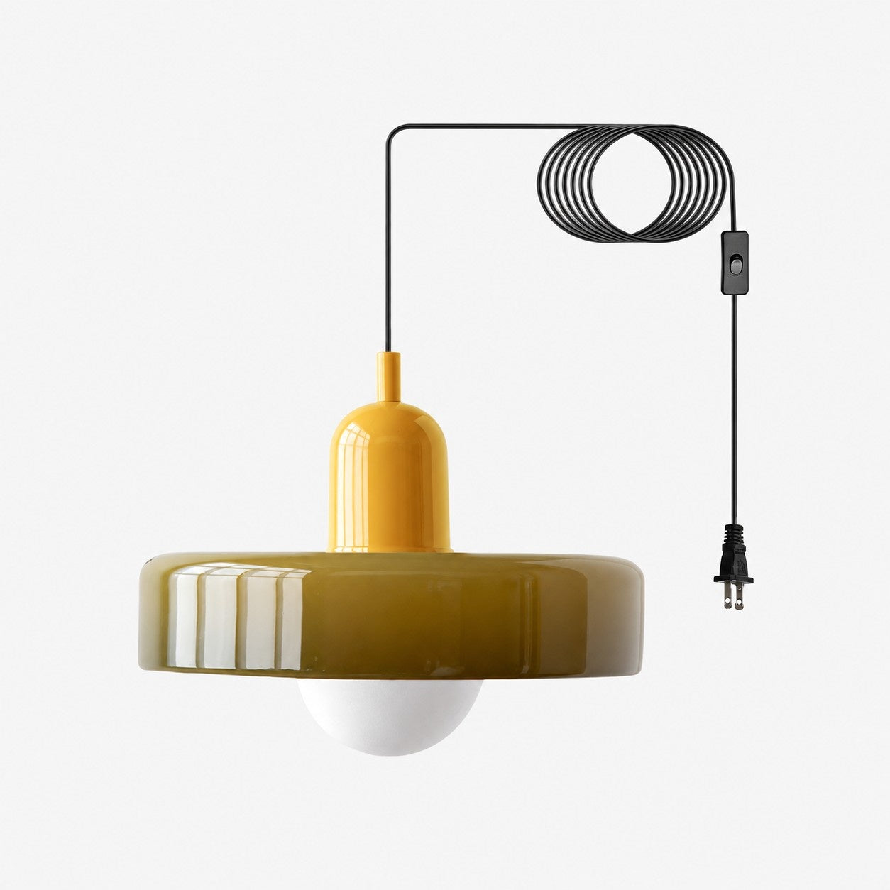 Bunte Bauhaus-Glaspendelleuchte mit Stecker