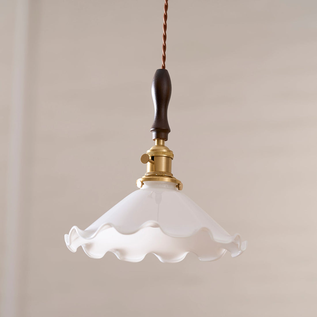 White Sculptural Glass Plug-In Pendant