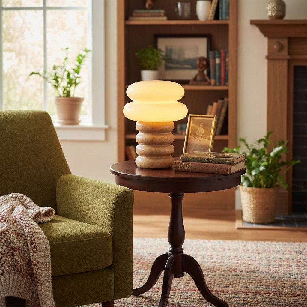 Auralume Refined Sculptural Round Disc Table Lamp for Nightstands