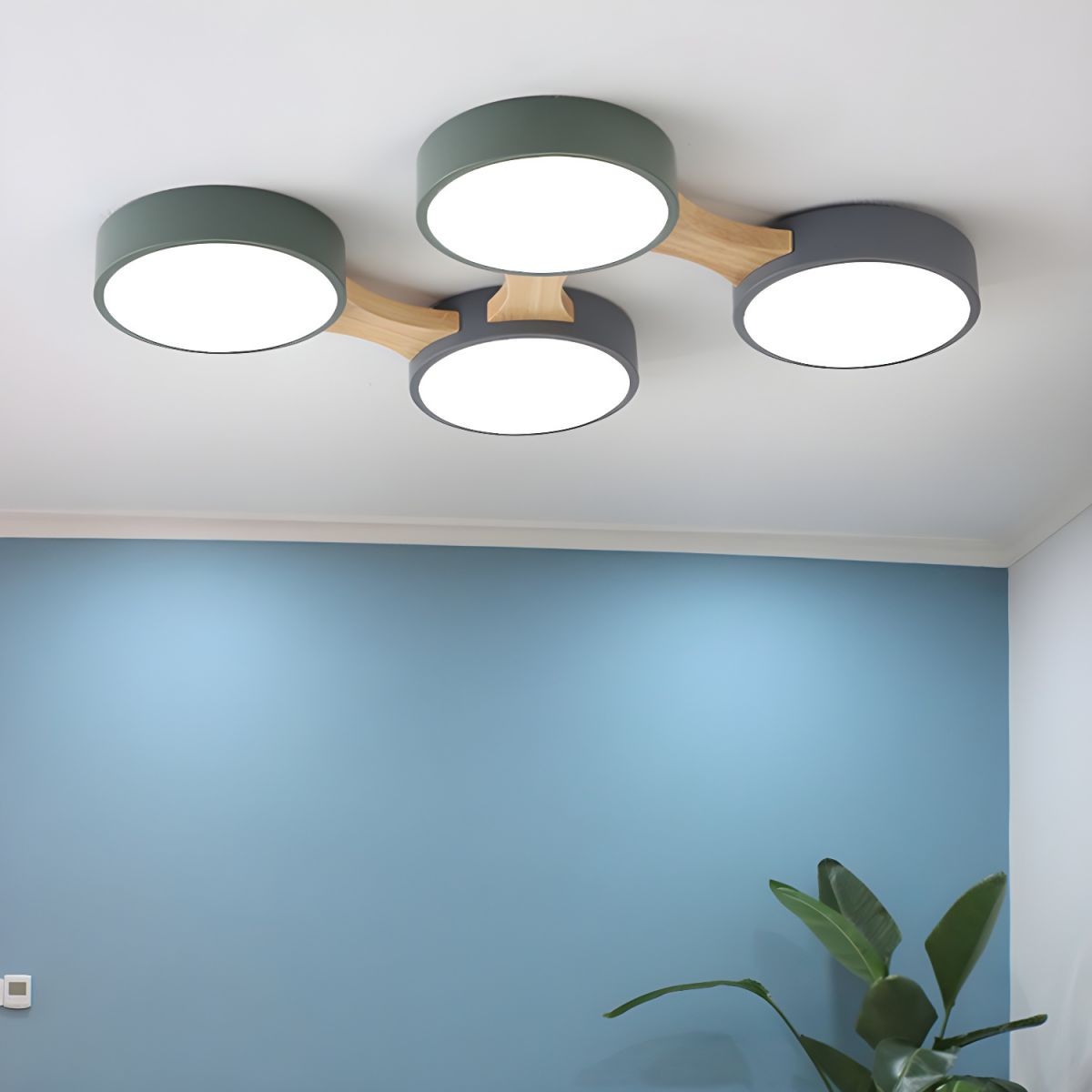 Disc Branch Wood Ceiling Lamp - LED Bedroom Fixture with Modern Design