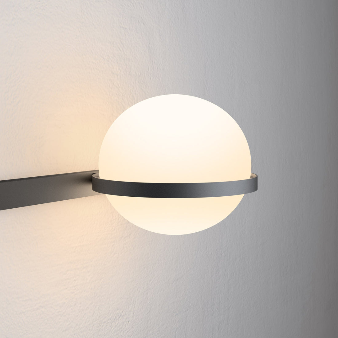 Modern Metal Wall Light - Black Frame Glowing Sphere Lamp for Garden
