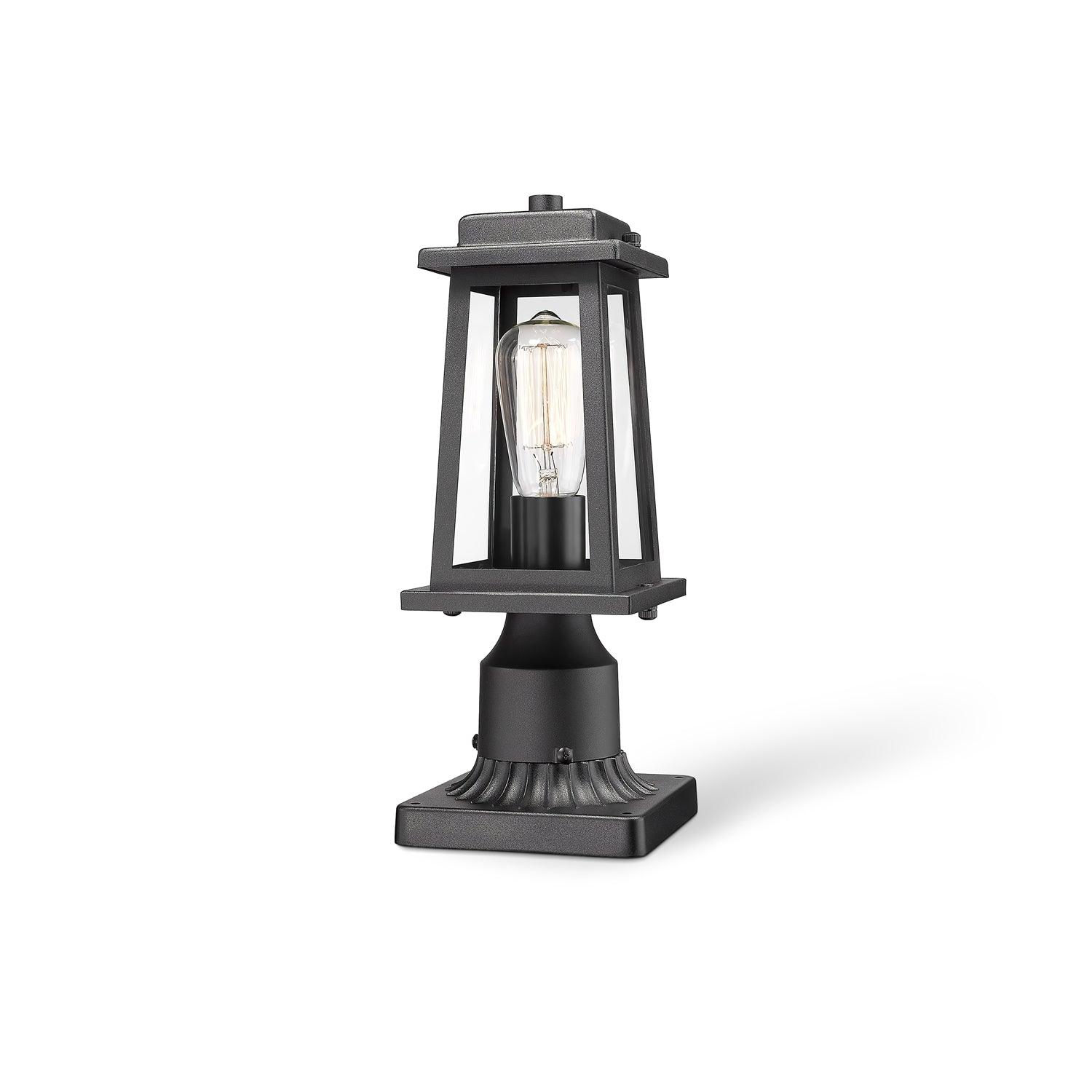 Outdoor Lantern Post Lights - Timeless Design - Black Metal & Glass